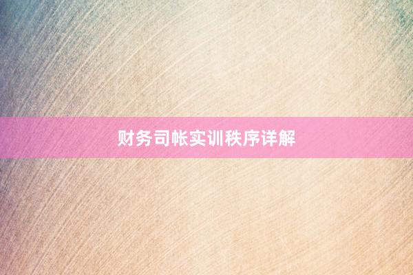 财务司帐实训秩序详解