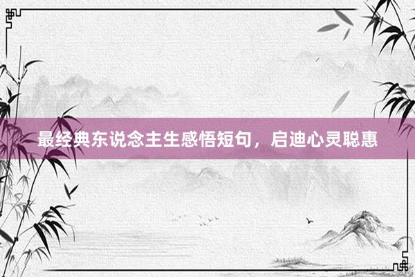 最经典东说念主生感悟短句，启迪心灵聪惠